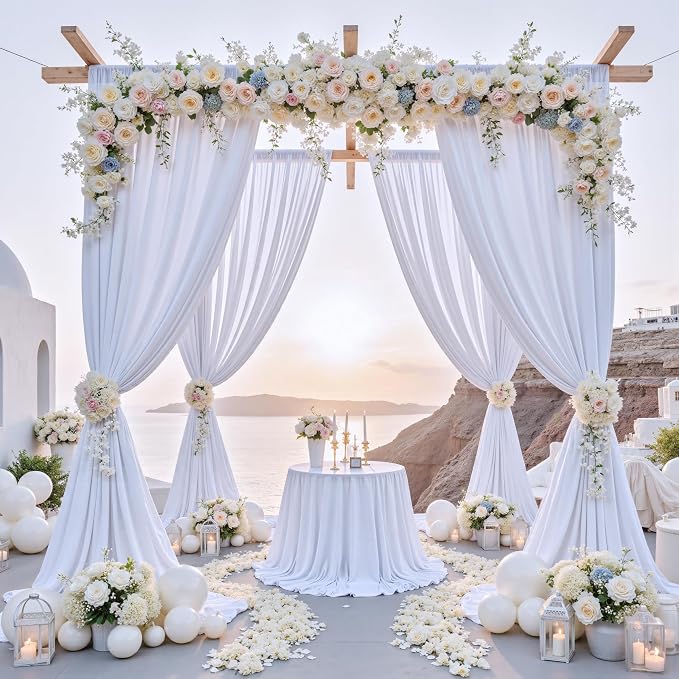 50 ft x 10 ft Wrinkle Free White Backdrop Curtain - Image 2