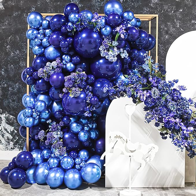 PartyWoo Metallic Blue Balloons 50pcs Chrome Blue Color 12 Inch | Balloons - Image 5