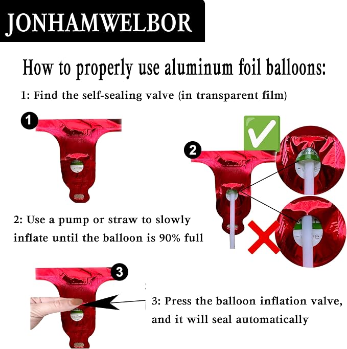 Jonhamwelbor 40 Inch Laser Red Number 1 Balloon Foil Mylar Giant Balloon - Image 3
