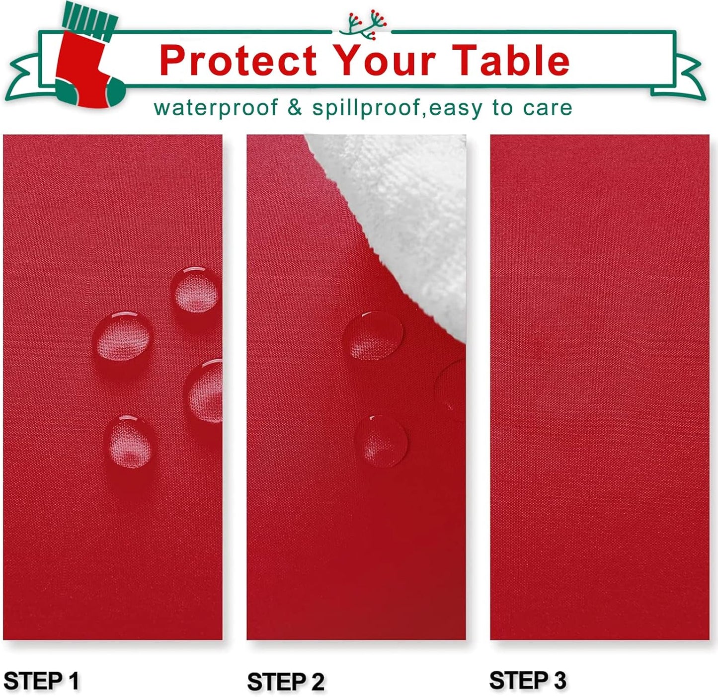Hiasan Small Tablecloth for Square Tables - Waterproof and Spillproof Washable Fabric Table Cloth for Dining Room Kitchen Party (Red, 40 x 40 Inch)