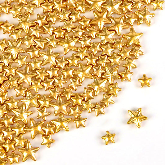 Gold Star Sprinkles for Cake Decorating, Edible Star Sugar Candy, Mix Size, Baking For Cupcakes, Decorating, Cookies, Donuts, Wedding Party, Holiday, 150g/5.29oz