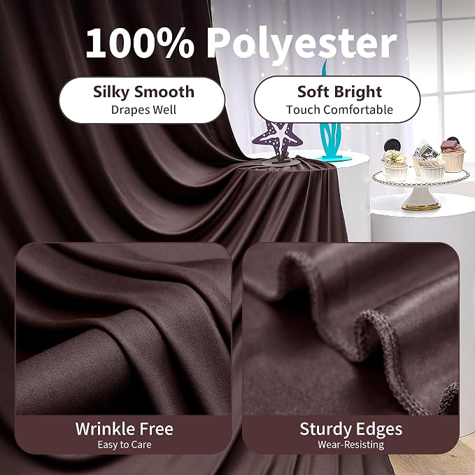 20×12ft Wrinkle Free Brown Backdrop Curtain - Image 2