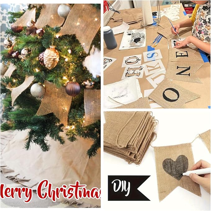 15pcs Burlap Banner Handwriting Banner Kit-Include Letters and heart Stencil - Image 5