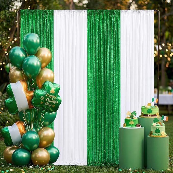 White Sequin Backdrop Curtains-1 Panel 5FTx8FT White Backdrop - Image 3