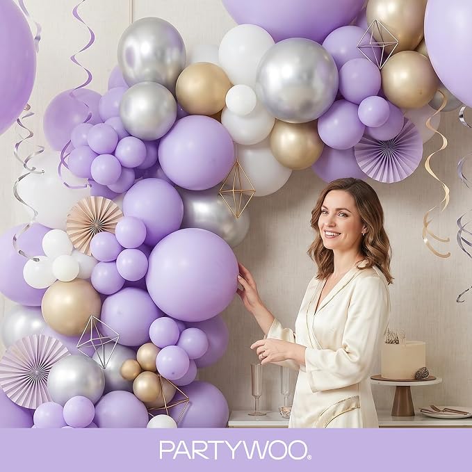 PartyWoo Lavender Balloons 152pcs Light Pastel Purple Lilac Color | 18 12 10 5 - Image 9