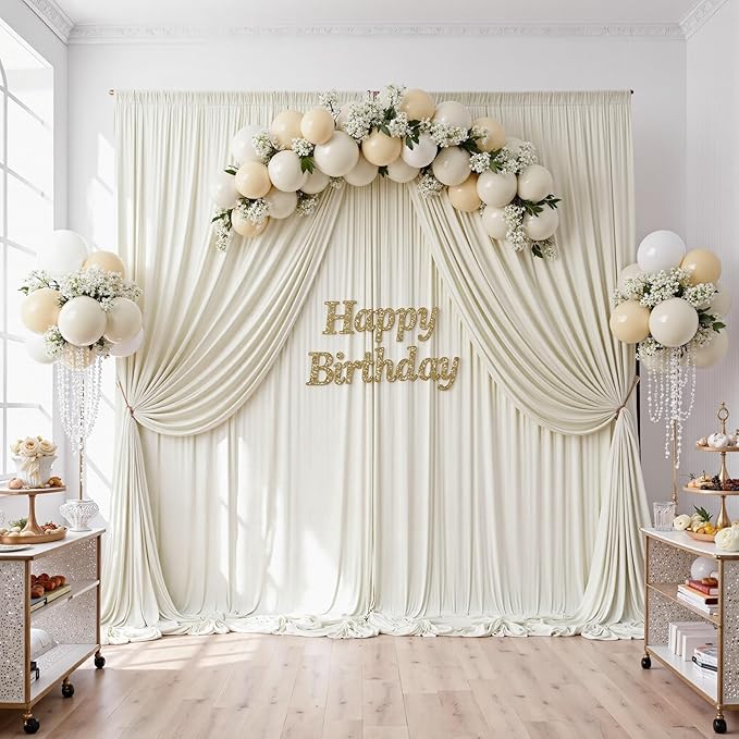 40ftx10ft Wrinkle Free Beige Backdrop Curtains - Image 5
