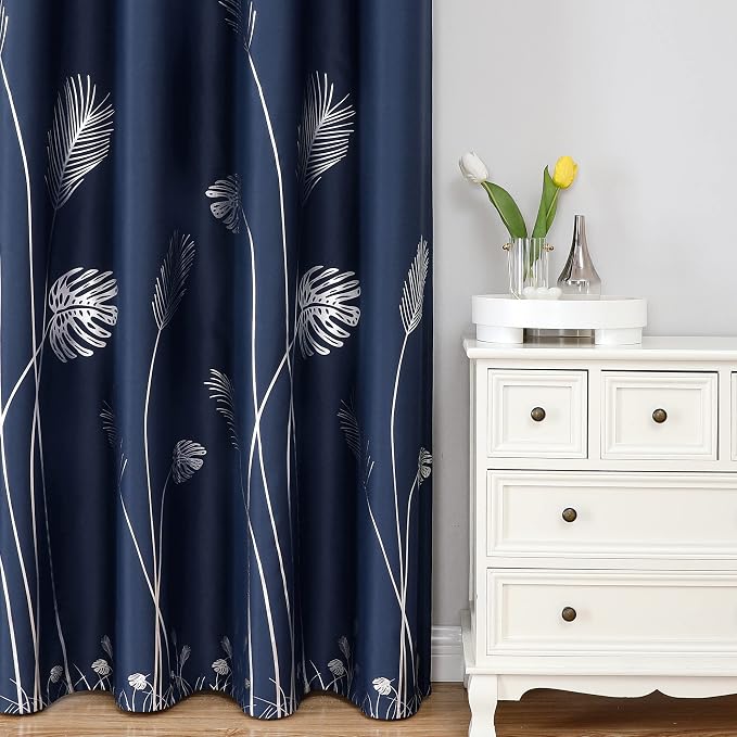 Navy Blue Blackout Curtains 102 Inches Long, Grommet Curtains - Image 2