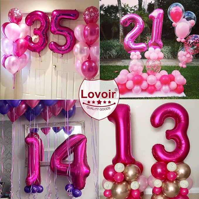 Hot Pink 50 Number Balloons, 40 Inch Giant Number 50 Balloons Foil Mylar Helium - Image 7
