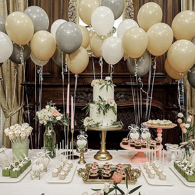 PartyWoo Neutral Balloon Arch Kit 142pcs Gold and Sand White Balloons | Beige - Image 5