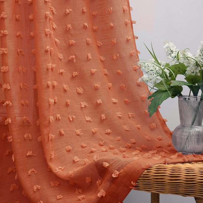 KOUFALL Orange Boho Curtains 63 Inch Length - Image 2