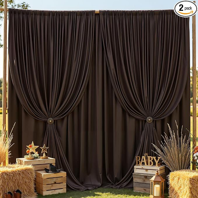10×14 ft Wrinkle Free Brown Backdrop Curtain by ENJOYYOURPARTY