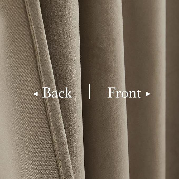 Camel Beige Room Divider Curtains Super Soft Velvet Room Darkening Privacy - Image 3