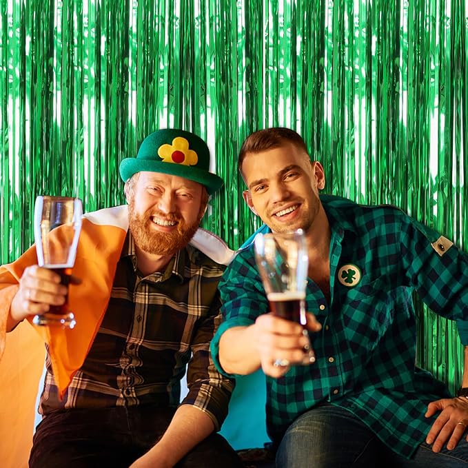 5 Pack Green Streamers Backdrop Jungle Party Decorations Foil Fringe Backdrop - Image 3