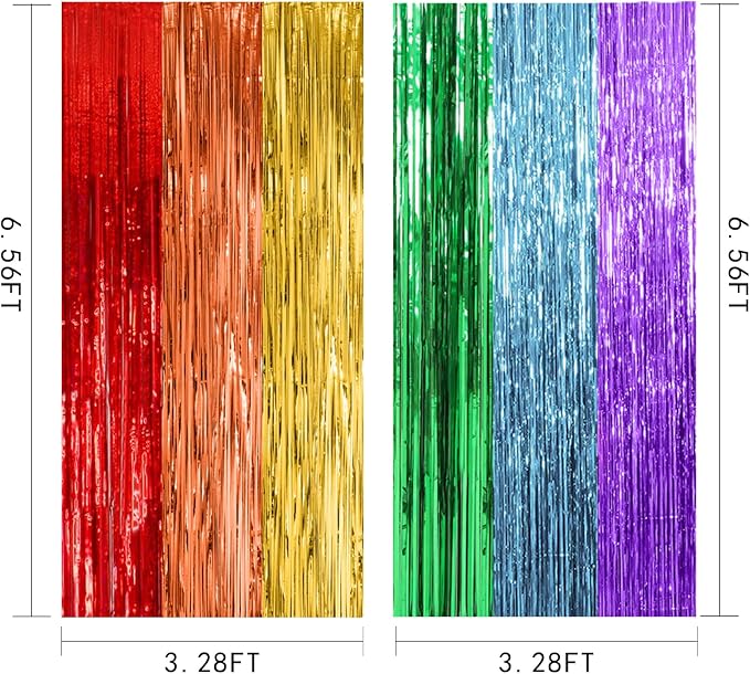 2 Pack Rainbow Party Backdrop Streamers Decorations Colorful Foil Fringe - Image 7