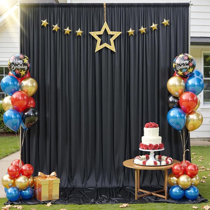 60ftx12ft Wrinkle Free Black Backdrop Curtain - Image 2