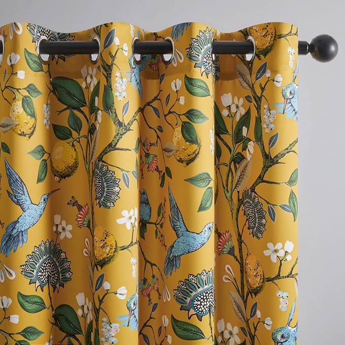 Topfinel 48 Inches Long Short Mustard Yellow Blackout Curtains by Topfinel