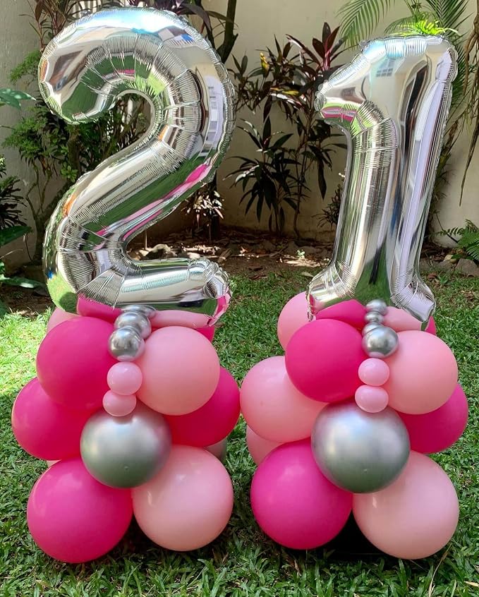 40 Inch Silver 19 Balloons Giant Number 19 Balloons Silver 19 Birthday Balloons - Image 4