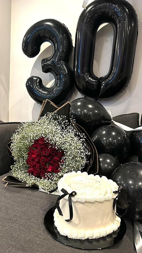 30 Balloon Number 40 Inch Black Balloons - Image 2