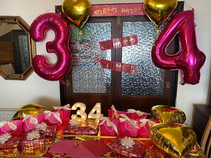 5 Balloon Numbers Birthday Decorations, 40In Rose Purple Balloons - Image 4