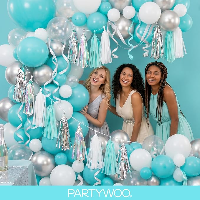 PartyWoo Teal Balloons 123pcs Turquoise Dark Teal Color 5 Inch | 18 12 10 5 - Image 5