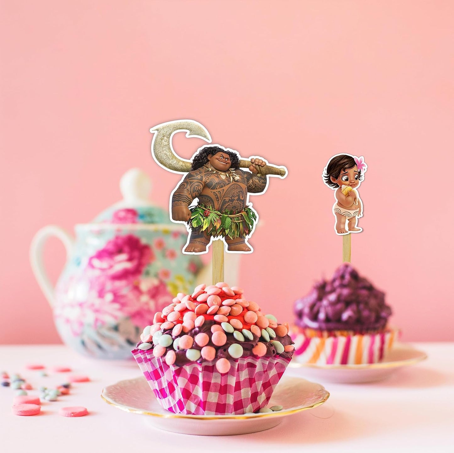 Mna Cupcake Toppers –Tropical Island Cupcake Toppers – Birthday Cake Decorations | Ocean Adventure Party Supplies for Mna Themed Celebrations & Festivities