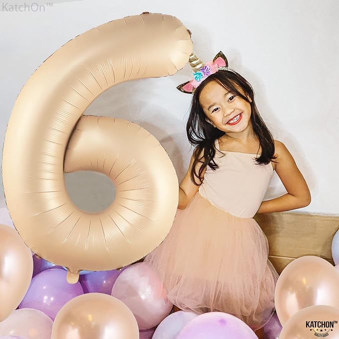 KatchOn Caramel Number 6 Balloon 40 Inch | 6th Birthday Balloon - Image 2