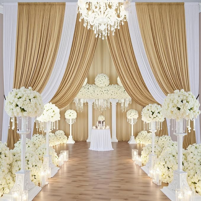 60ft×14ft Long Champagne Backdrop Curtain - Image 8