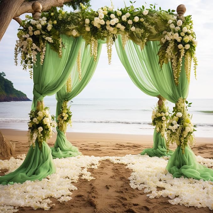 Wedding Arch Draping Fabric Backdrop Drapes 6 Panels, Sage Green | 28.7"x20FT - Image 6