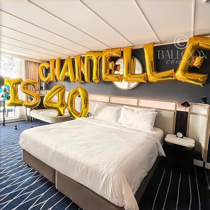 Custom Letters Balloon Gold, Large Helium Alphabet Name Balloon T Decor - Image 3
