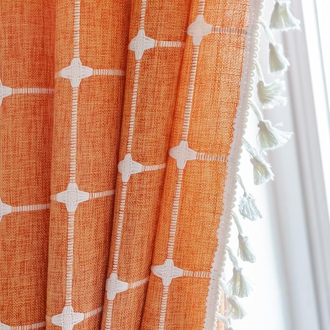 Sutuo Home Boho Curtains for Bedroom, Light Filtering Linen Plaids Farmhouse - Image 6