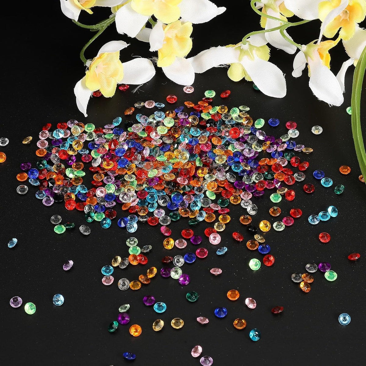 PATIKIL 10000 Pcs Wedding Table Scatter Confetti Crystals 4.5mm Acrylic Diamonds Vase Fillers Gems for Table Centerpiece Decorations Party Vase Beads, Black