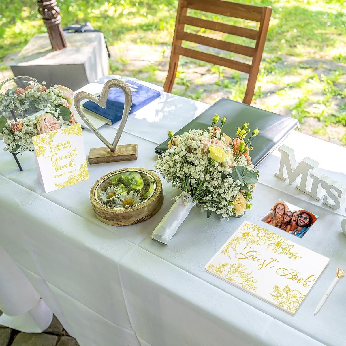 Wedding Guest Book Personalized Photo Guestbook to Sign at Reception Wedding Guest Sign in Book Photo Album Hard Cover 88 Lined Pages for Baby Shower Birthday Anniversary Party(Gold Foil)