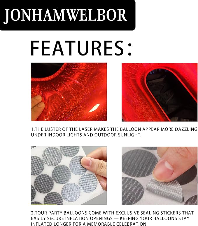 Jonhamwelbor 40 Inch Laser Red Number 1 Balloon Foil Mylar Giant Balloon - Image 4