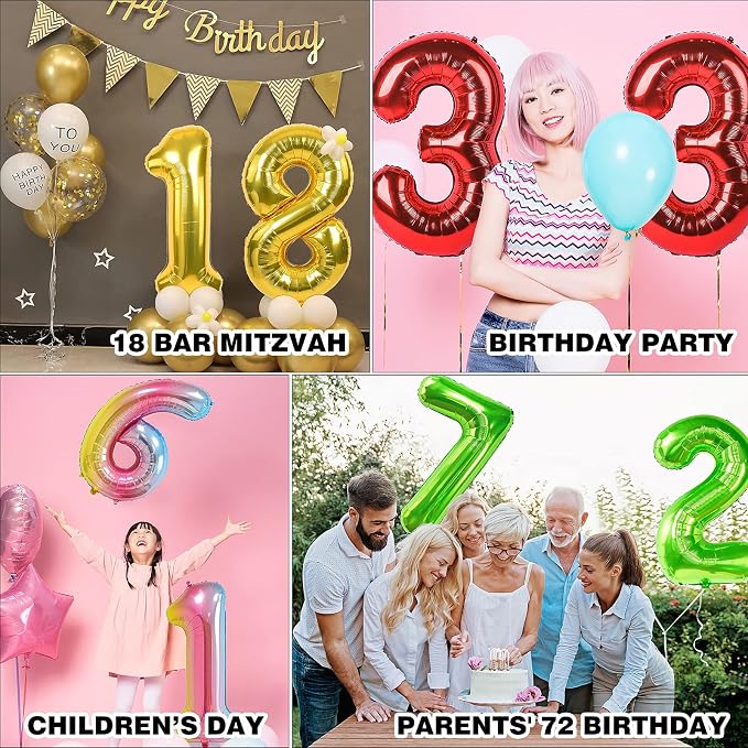1pc Red Balloon, 40 Inch Number 10 Foil, - Image 7