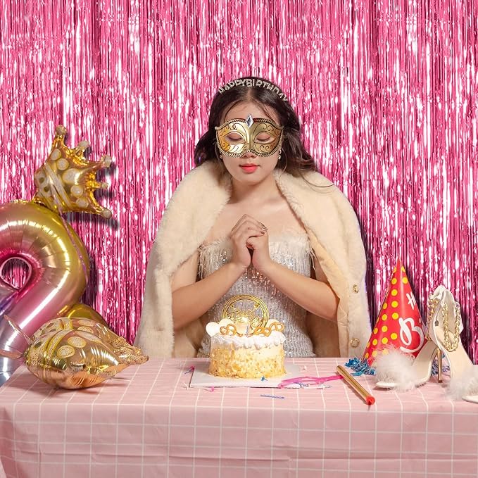 BOMSI 10 Pack Pink Backdrop Party Decorations Tinsel Curtain Party Backdrop - Image 5
