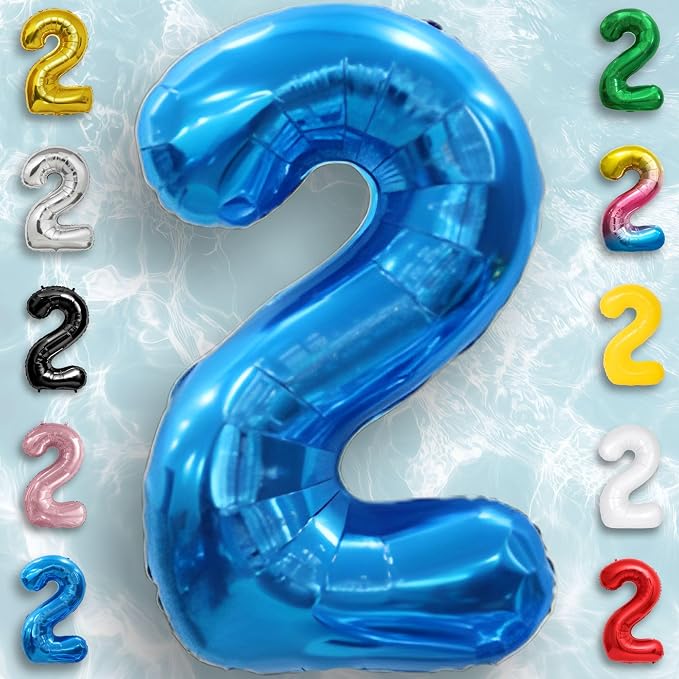 Blue Number Balloon 2 Mylar Foil Balloons 16 inch - Image 5