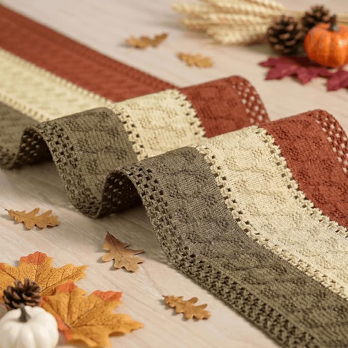 Artoid Mode Caramel Brown Coffee Farmhouse Rustic Table Runner 12x72 Inch | - Image 6