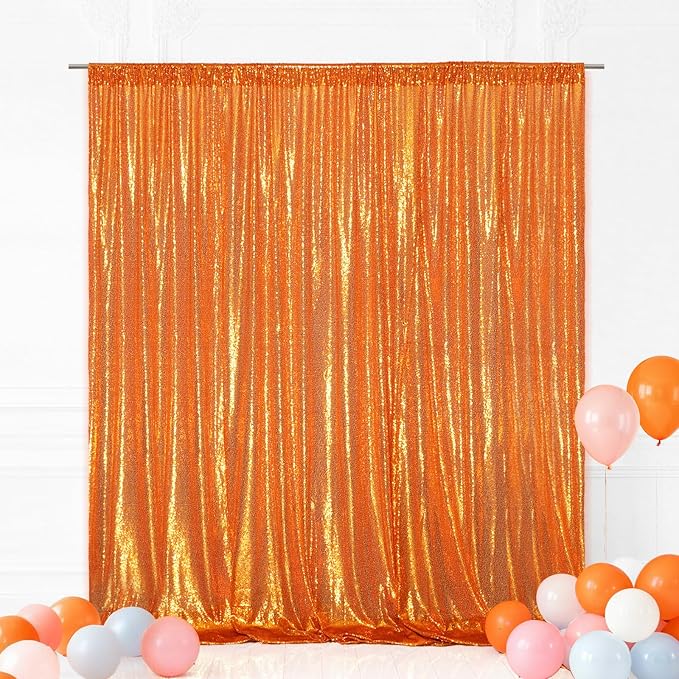 Eternal Beauty Orange 3mm Sequin Backdrop 20x10 Ft by EternalBeauty