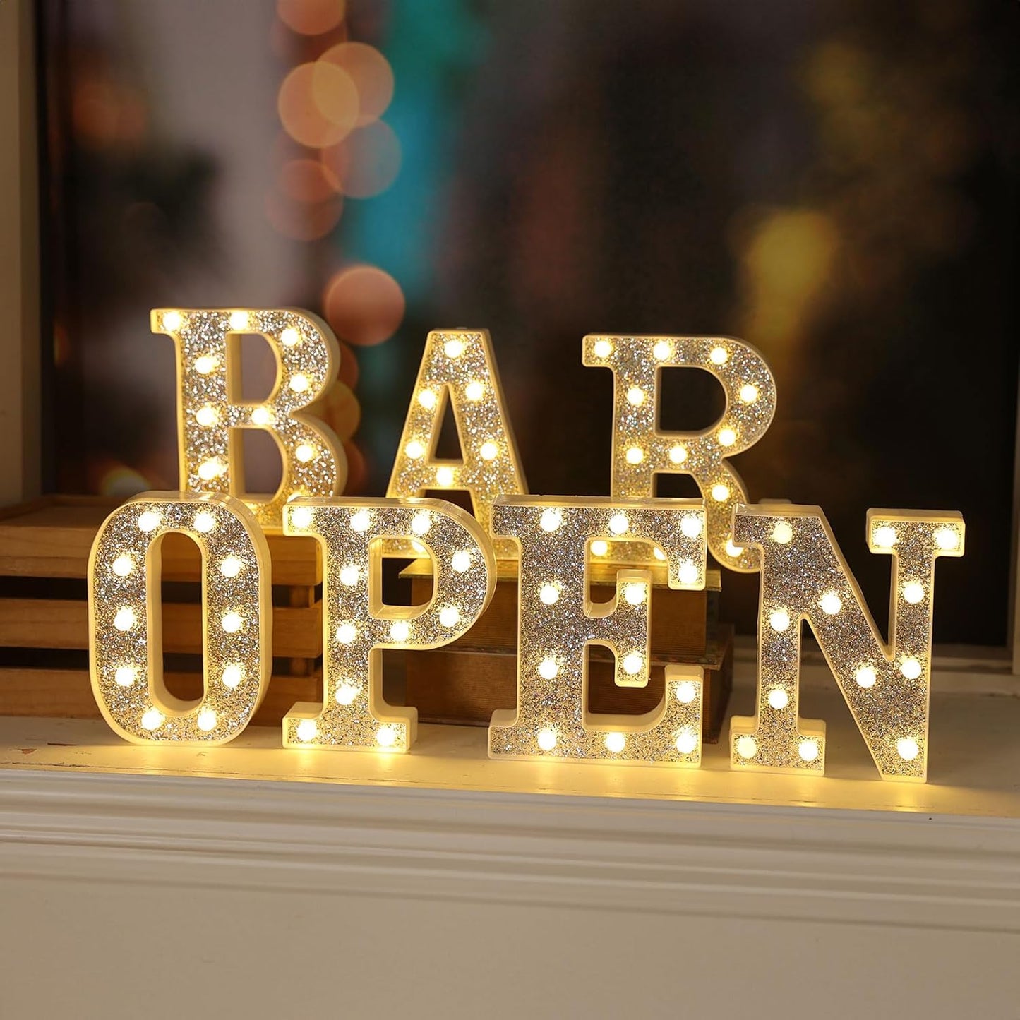 Marquee Light Letters for Table Decorations, Glitter Light Up Signs for Prom, Events, or Engagement Party Decor, Featuring Alphabet & Number Lighted Letters, Number 2
