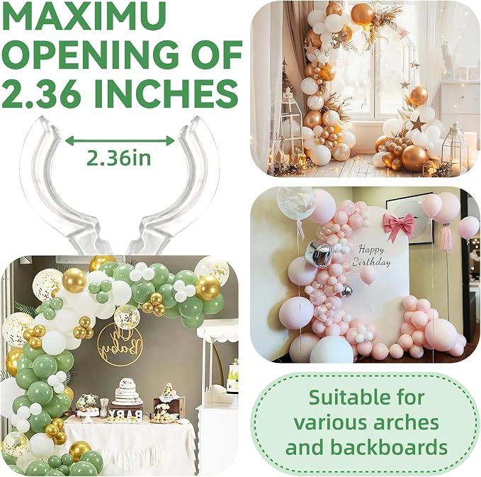 14 Pack Clear Balloon Arch Clips, 3.5" Plastic Transparent Clamps Heavy Duty - Image 4