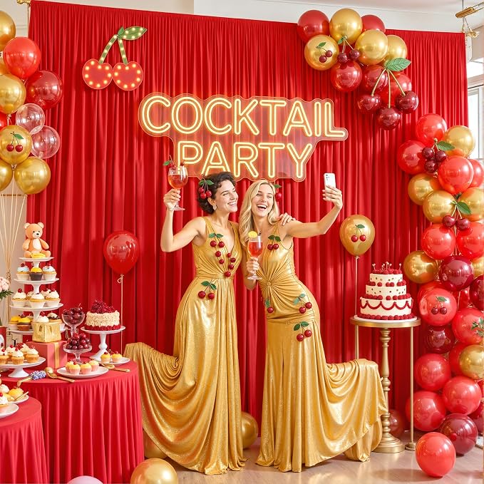 10x12 Red Backdrop Curtains for Wedding Party Wrinkle Free Backdrops Curtain - Image 2