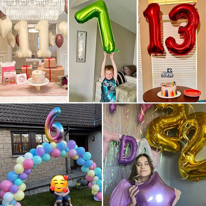40 Inch Gold Number 80 Balloons, 80th Birthday Party Decorations | Large Self - Image 7