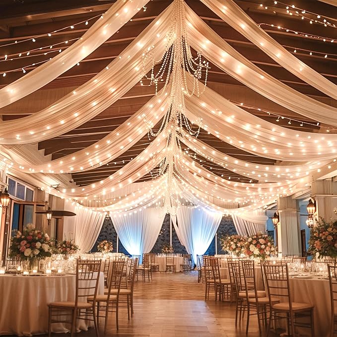 6 Panels Champagne Ceiling Drapes - Image 2