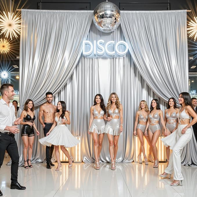 40x10ft Silver Glitter Backdrop Curtain - Image 8