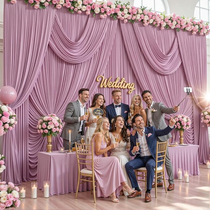 8 Panels Dusty Pink Backdrop Curtains - Image 2