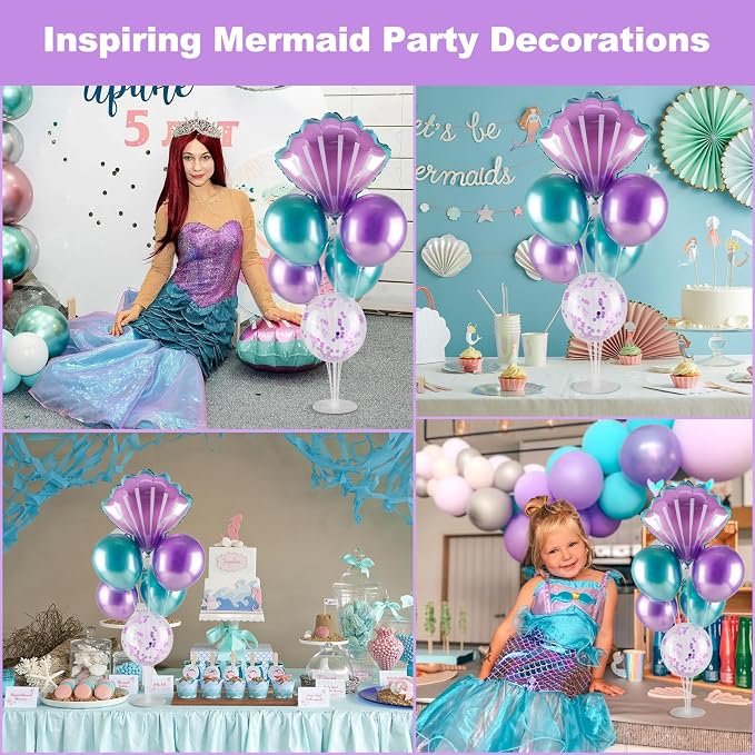 Mermaid Table Centerpiece Balloons Stand Kit, Beach Mermaid Theme Sea Theme - Image 7