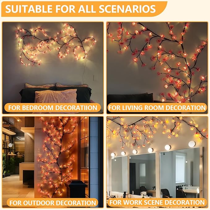 5.25FT 72LED Cherry Enchanted Willow Vine Lights - Image 6