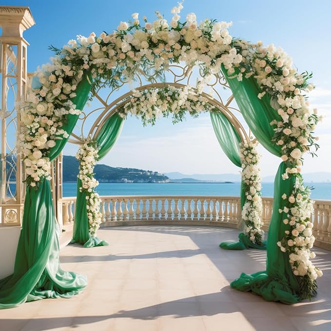 Wedding Arch Draping Fabric Backdrop 28.7" x 20FT, Emerald Green | Sheer Drapes - Image 5