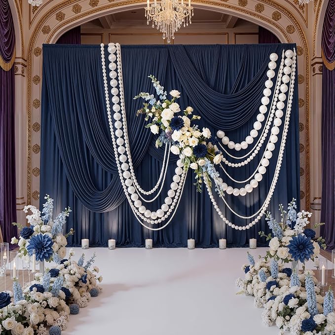 20ftx10ft Wrinkle Free Navy Blue Backdrop Curtains - Image 3