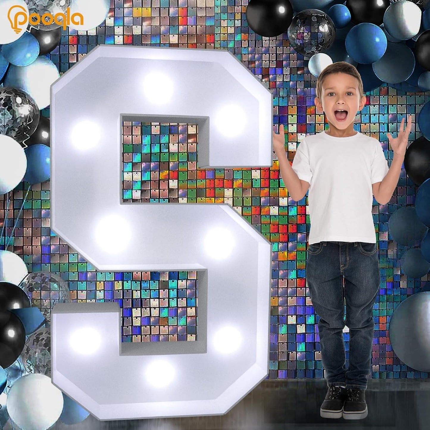 Pooqla 3FT Marquee Light Up Letters, Cool White and Warm White LED Big Mosaic Marquee Letters 3 Feet, Giant Letter Sign for Balloons Birthday Anniversary Wedding Party Decoration, Letter N
